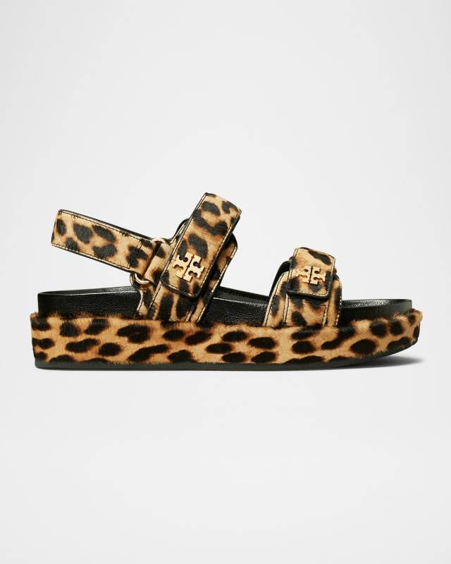 Kira Leopard-Print Calf Hair Sport Sandals